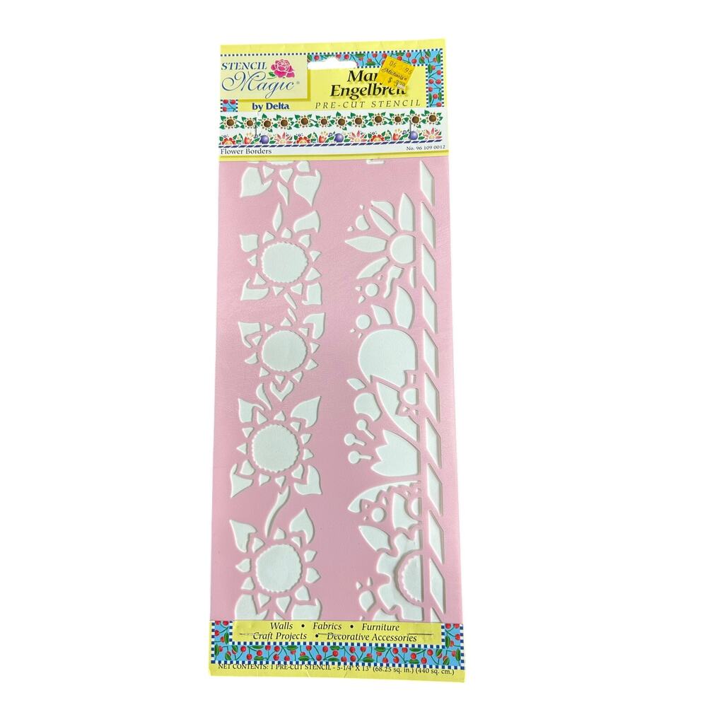 90s Vintage- Stencil Magic By Delta- Flower Borders No. 96 109 0012- NWT